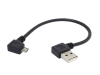 SYSTEM-S Micro USB Kabel 90 grad rechts gewinkelt Winkelstecker zu USB 2.0 Typ A (male) 90 Grad rechts gewinkelt Datenkabel Ladekabel ca. 19 cm